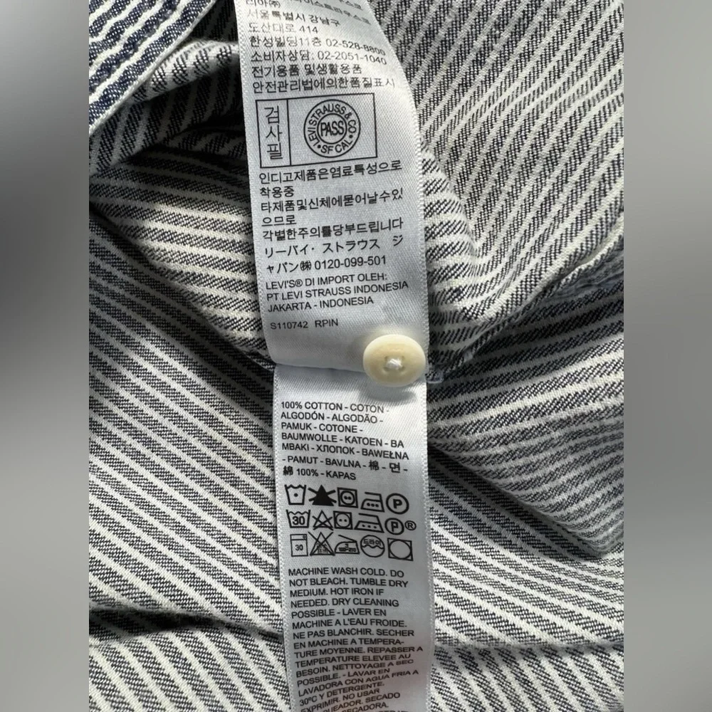Levi’s Western Pearl Snap Shirt Men’s 2XL Indigo Stripe Workwear Relaxed